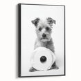 Bathroom Wall Art - Adorable Dog with Toilet Paper Roll