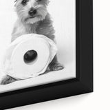 Bathroom Wall Art - Adorable Dog with Toilet Paper Roll
