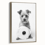 Bathroom Wall Art - Adorable Dog with Toilet Paper Roll