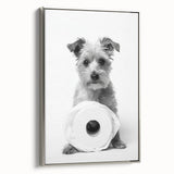 Bathroom Wall Art - Adorable Dog with Toilet Paper Roll