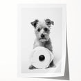 Bathroom Wall Art - Adorable Dog with Toilet Paper Roll