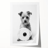 Bathroom Wall Art - Adorable Dog with Toilet Paper Roll