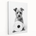 Bathroom Wall Art - Adorable Dog with Toilet Paper Roll
