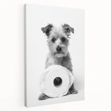 Bathroom Wall Art - Adorable Dog with Toilet Paper Roll