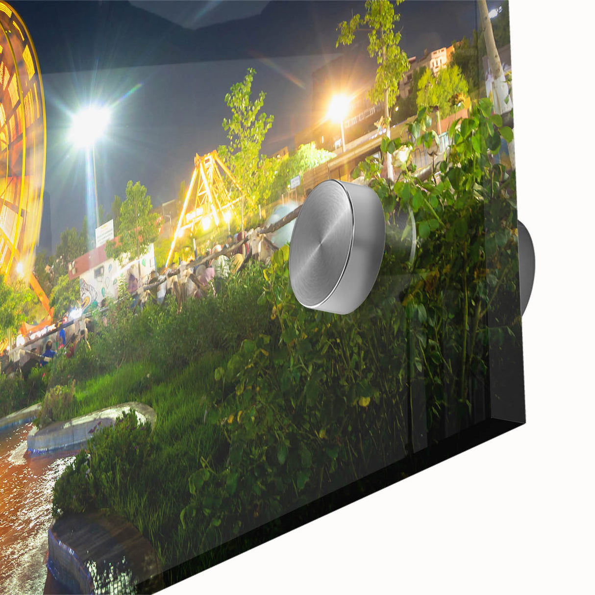 Large acrylic glass wall art featuring abstract African scenery in earthy tones, suitable for dining room ambiance.