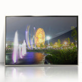 Art deco poster of an Algerian landscape in muted earth tones, acrylic framed.