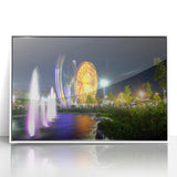 Large art print of an Algerian landscape on white framed acrylic, featuring mid-century modernist style.