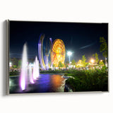 Vintage poster art of an Algerian landscape on a silver-framed canvas, featuring vibrant colorful art.