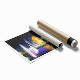 Extra large rolled print featuring a serene Algerian landscape with soft floral elements in muted earth tones.