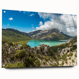 Acrylic glass wall art of an Ethiopian landscape in earth tones, suitable for bedroom or dining room decor.