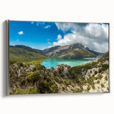 Vintage poster art of an Ethiopian landscape on framed canvas, featuring vibrant.