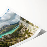 Extra large wall art depicting line art flowers in soft pastel tones on a rolled canvas, ideal for large living room decor.