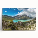 Black and white stretched canvas featuring a serene Ethiopian landscape, ideal for kitchen wall art or bedroom ambiance.