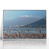 Framed acrylic print of a Kenyan landscape in muted earth tones, ideal for modern art wall decor.