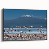 Black and white framed canvas featuring a Kenyan landscape, suitable as wall art for a bedroom.