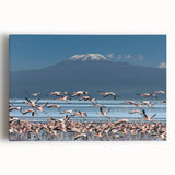 Black and white photograph of an African savannah on large stretched canvas, suitable for kitchen art.