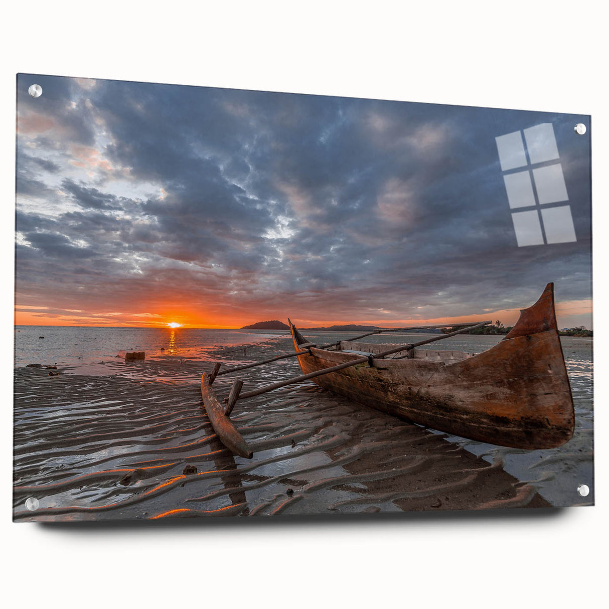 Acrylic print of a Madagascar landscape in earth tones, ideal for dining room decor.