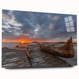 Large abstract wall art depicting a Madagascar landscape in muted earth tones on acrylic glass.