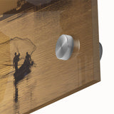 Large abstract depiction of Mali scenery in muted earth tones on acrylic glass, suitable for dining room art.