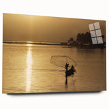 Large abstract wall art depicting the Mali scenery in muted earth tones on acrylic glass.