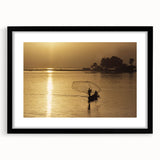 Extra large abstract art print of a textured African scenery in vibrant colors on a framed canvas.