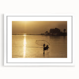 Extra large abstract art print of a textured African landscape in muted earth tones, framed with a white mat.