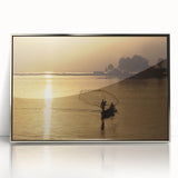 Acrylic print of a Mali landscape in muted earth tones, framed in silver, suitable for modern art wall decor.