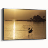 Black and white framed canvas of a Mali landscape, ideal for bedroom wall decor, features vintage poster art style.