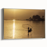 Vintage poster art of a Mali scenery on framed canvas, featuring vibrant colors, ideal for living room decor.