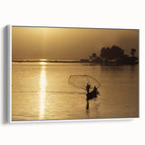 Framed canvas wall art of a Mali landscape in muted earth tones, ideal for bedroom decor.