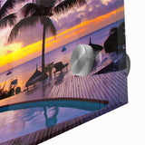 Large abstract wall art featuring a Mauritian landscape in mid-century modernist style on acrylic glass.