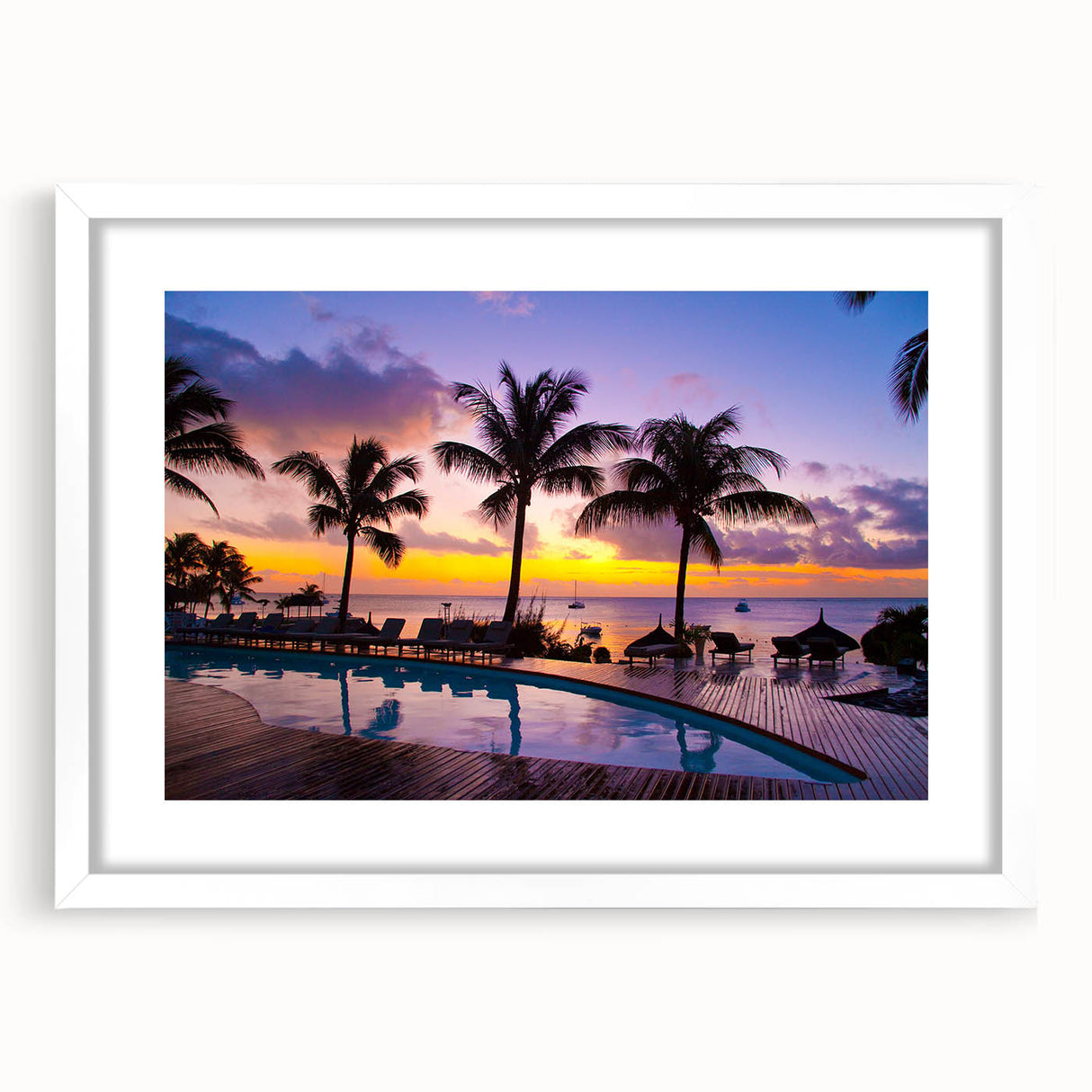 Extra large abstract art print of a textured Mauritius landscape in muted earth tones, framed in white.