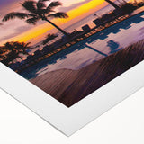 Art deco poster of a serene Mauritius landscape in soft pastel shades on rolled canvas, suitable for dining room decor.