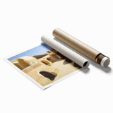 Extra large wall art featuring a Moroccan scenery with floral elements in muted earth tones, rolled print format.