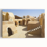 Black and white photo of Moroccan scenery on large stretched canvas, ideal for kitchen wall art.