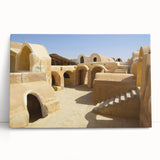 Black and white stretched canvas of Moroccan scenery, ideal for kitchen wall art or bedroom ambiance.
