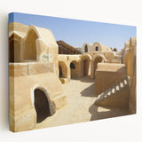 Large canvas print depicting a Moroccan landscape in earthy tones, suitable for kitchen wall art.