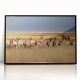 Large abstract wall art depicting the Namibian landscape in muted earth tones on a framed acrylic.