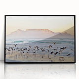 Large abstract wall art depicting a stylized South African landscape in muted earth tones on a framed acrylic.