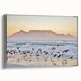 Framed canvas featuring a colorful vintage-style landscape painting of South Africa.