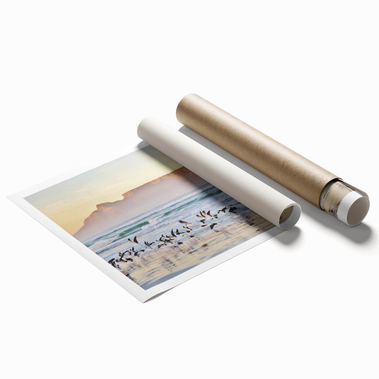 Extra large rolled print of South African scenery with vibrant floral elements, ideal for classy bathroom wall art.
