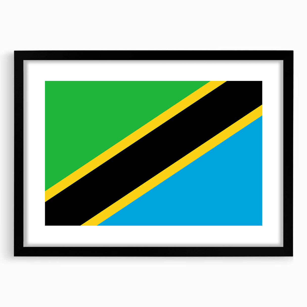Extra large abstract art print of colorful African scenery on textured canvas, framed in black, ideal for living room decor.