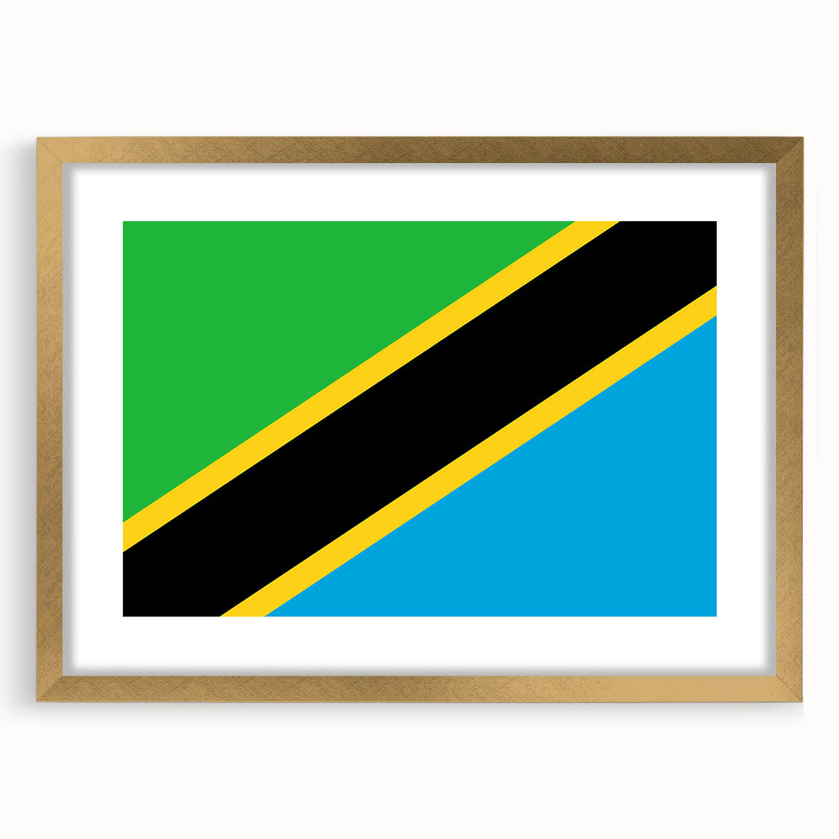 Extra large abstract art print of African scenery on textured canvas, framed in gold, ideal for living room decor.