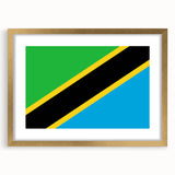 Extra large abstract art print of African scenery on textured canvas, framed in gold, ideal for living room decor.
