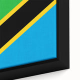 Extra large framed canvas featuring a textured, colorful African landscape in primarily black tones.