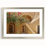 Extra large framed wall art of abstract Tunisian landscape in textured silver, ideal for living room decor.