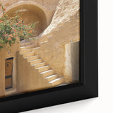 Extra large framed canvas featuring a textured depiction of a Tunisian landscape in vibrant, colorful hues.