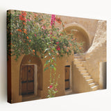 A large canvas featuring a serene Tunisian landscape in earthy tones, ideal for kitchen wall art.