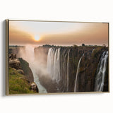 Framed canvas depicting a vintage-style African landscape in muted gold and black tones, ideal for bedroom wall decor.