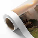Art Deco style poster of African scenery, featuring muted earth tones on rolled canvas, ideal for nursery wall art.